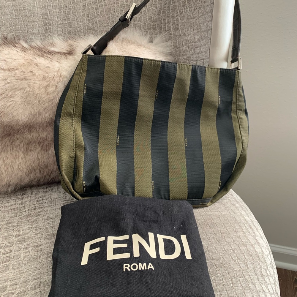 Fendi green and black stripe shoulder bag - Picture 2 of 6